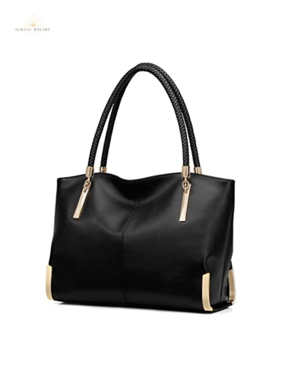 FOXLOVER Large Cowhide Leather Tote Bag Minimalist Top Handle Shoulder Handbag